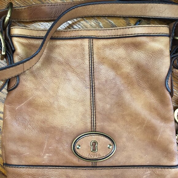 Fossil Tan Medium Bucket Crossbody Shoulder Bag - Picture 2 of 8